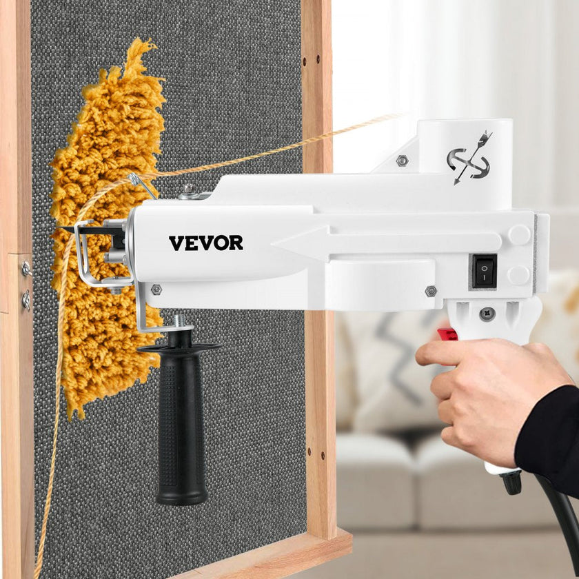 VEVOR Tufting Gun, Cut Pile Electric Carpet Weaving Flocking Machine, Rug Machines Starter Kit, 7-27 Stitches/sec High Speed Rug Making Tools, 4-25 mm Adjustable Height, 110V