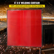 VEVOR Welding Screen with Frame 6\' x 6\', Welding Curtain with 4 Wheels, Welding Protection Screen Red Flame-Resistant Vinyl, Portable Light-Proof Professional