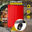 VEVOR Welding Screen with Frame 6\' x 6\', Welding Curtain with 4 Wheels, Welding Protection Screen Red Flame-Resistant Vinyl, Portable Light-Proof Professional