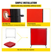 VEVOR Welding Screen with Frame 6\' x 6\', Welding Curtain with 4 Wheels, Welding Protection Screen Red Flame-Resistant Vinyl, Portable Light-Proof Professional