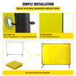 VEVOR Welding Screen with Frame 8\' x 6\', Welding Curtain with 4 Wheels, Welding Protection Screen Yellow Flame-Resistant Vinyl, Portable Light-Proof Professional