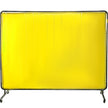 VEVOR Welding Screen with Frame 8\' x 6\', Welding Curtain with 4 Wheels, Welding Protection Screen Yellow Flame-Resistant Vinyl, Portable Light-Proof Professional