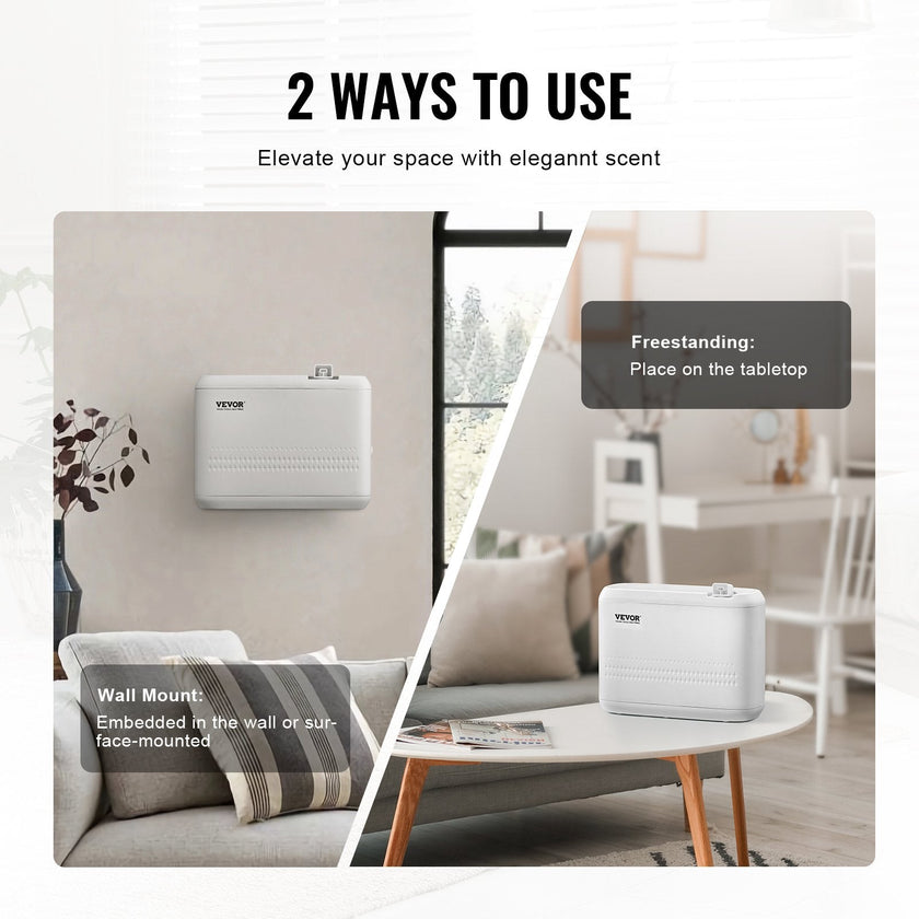 VEVOR Scent Air Machine, 850ml Bluetooth Smart Essential Oil Diffuser, 5000sq.ft Waterless HVAC Scent Diffuser with Cold Air Technology, Aromatherapy Diffuser Machine for Home, Office, Hotel