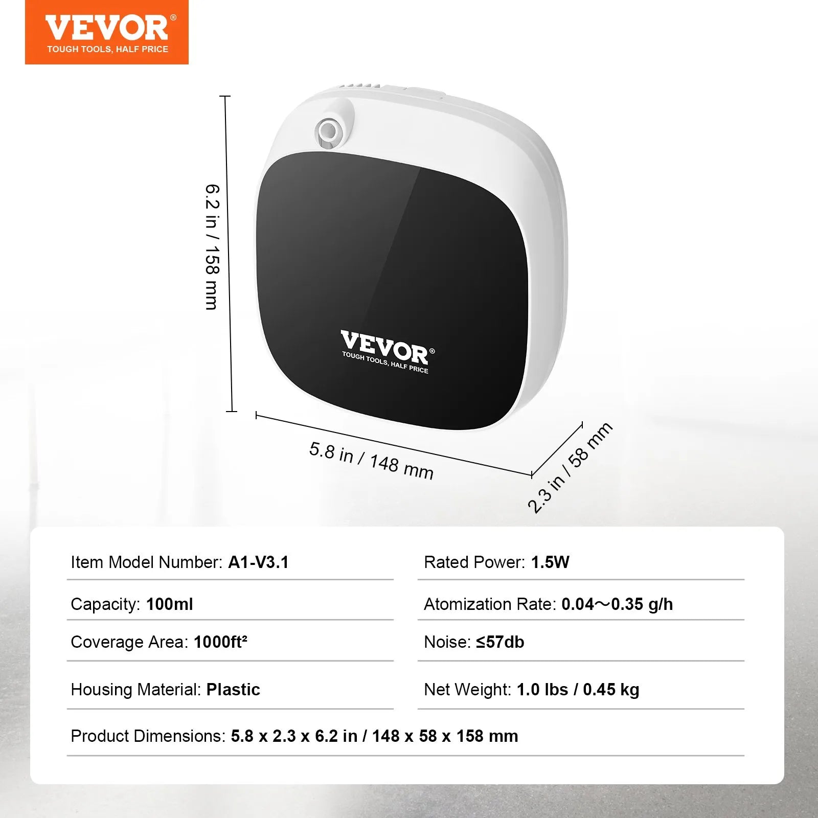 VEVOR Scent Air Machine, 100ml Bluetooth Smart Essential Oil Diffuser, 1000sq.ft Waterless Scent Diffuser with Cold Air Technology, Aromatherapy Diffuser Machine for Home, Office, Hotel, Spa
