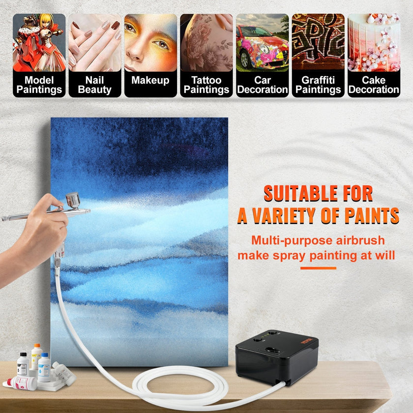 VEVOR Airbrush Kit Dual-action Airbrush System Compressor Art Nail Makeup Model