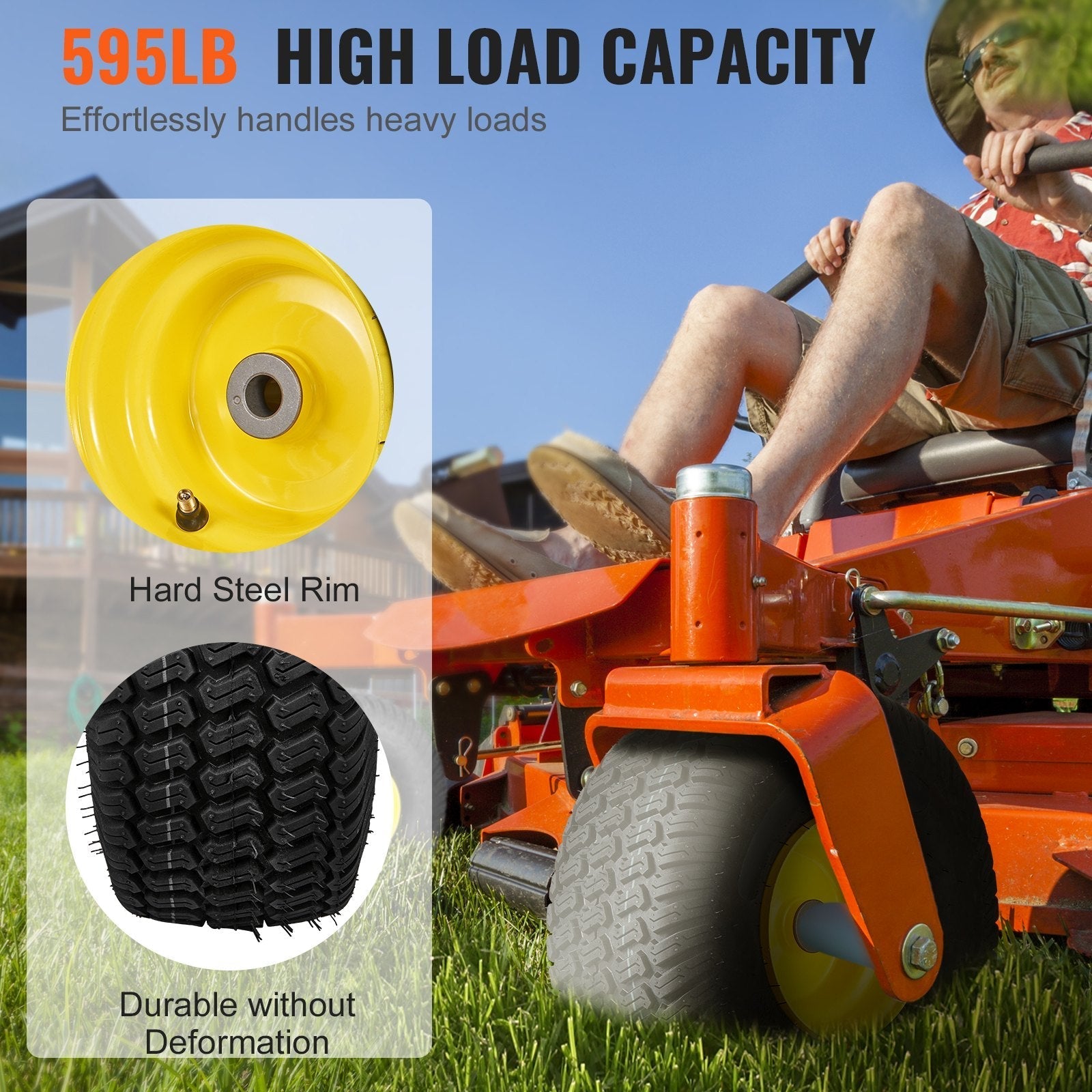 VEVOR Lawn Mower Tires with Rim, 15x6-6