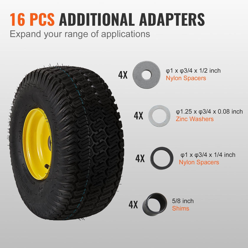 VEVOR Lawn Mower Tires with Rim, 15x6-6
