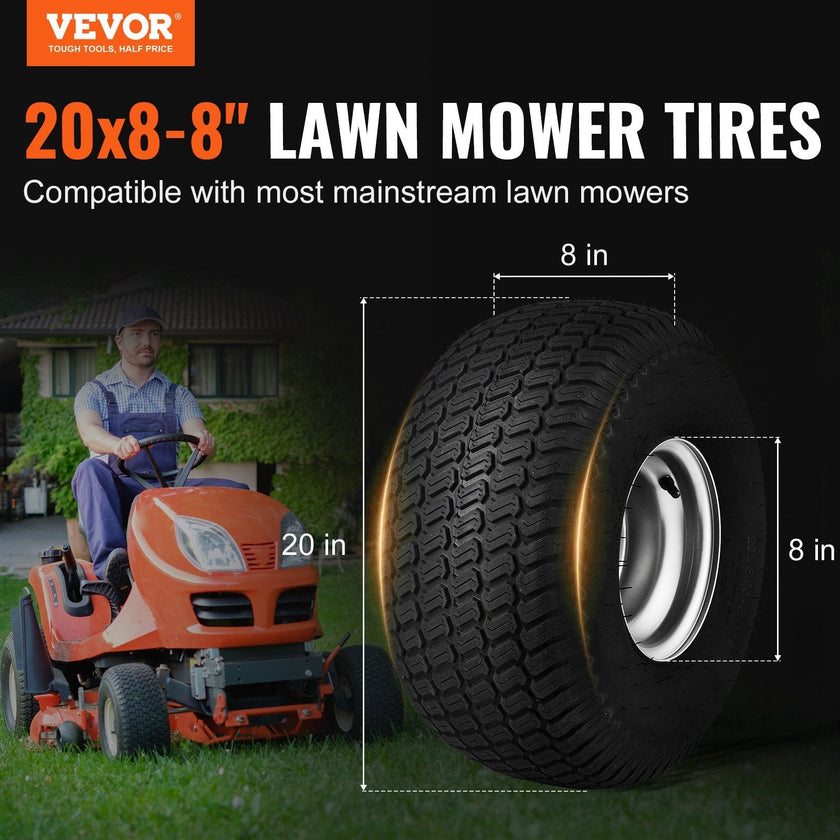 VEVOR Lawn Mower Tires with Rim, 20x8-8