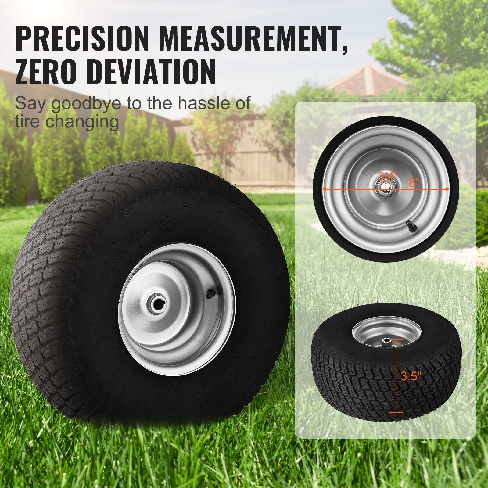 VEVOR Lawn Mower Tires with Rim, 20x8-8