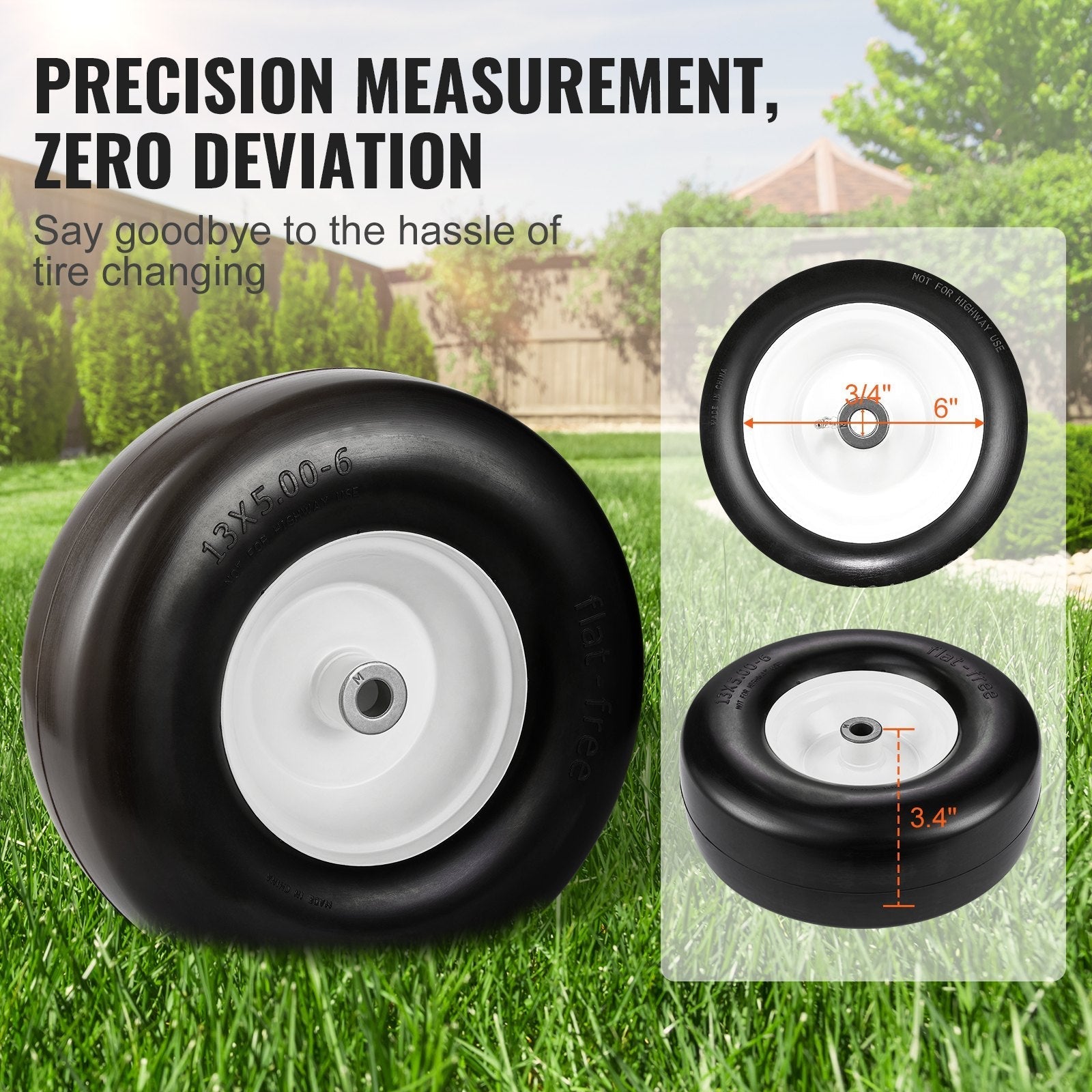 VEVOR Lawn Mower Tires with Rim, 13x5-6