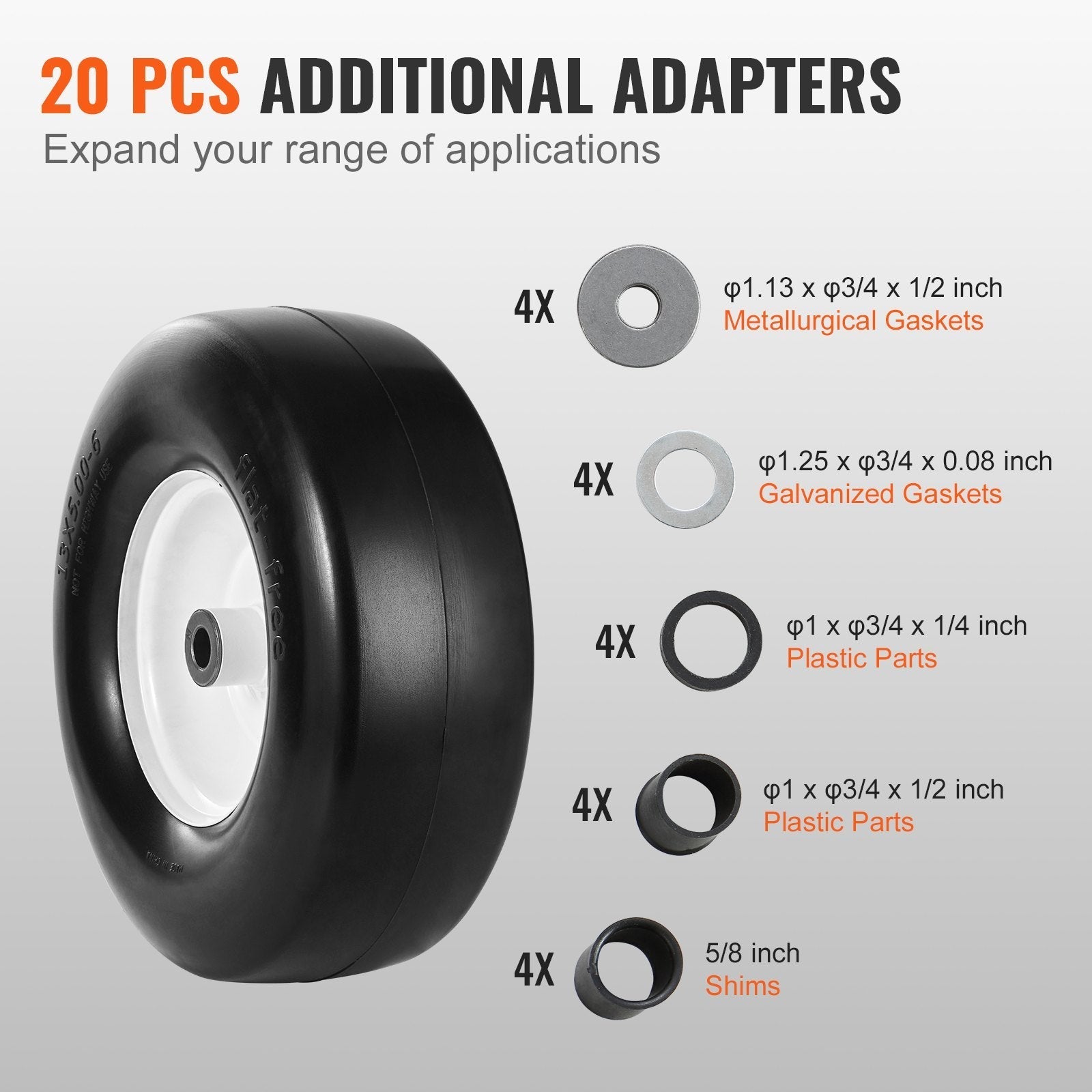 VEVOR Lawn Mower Tires with Rim, 13x5-6