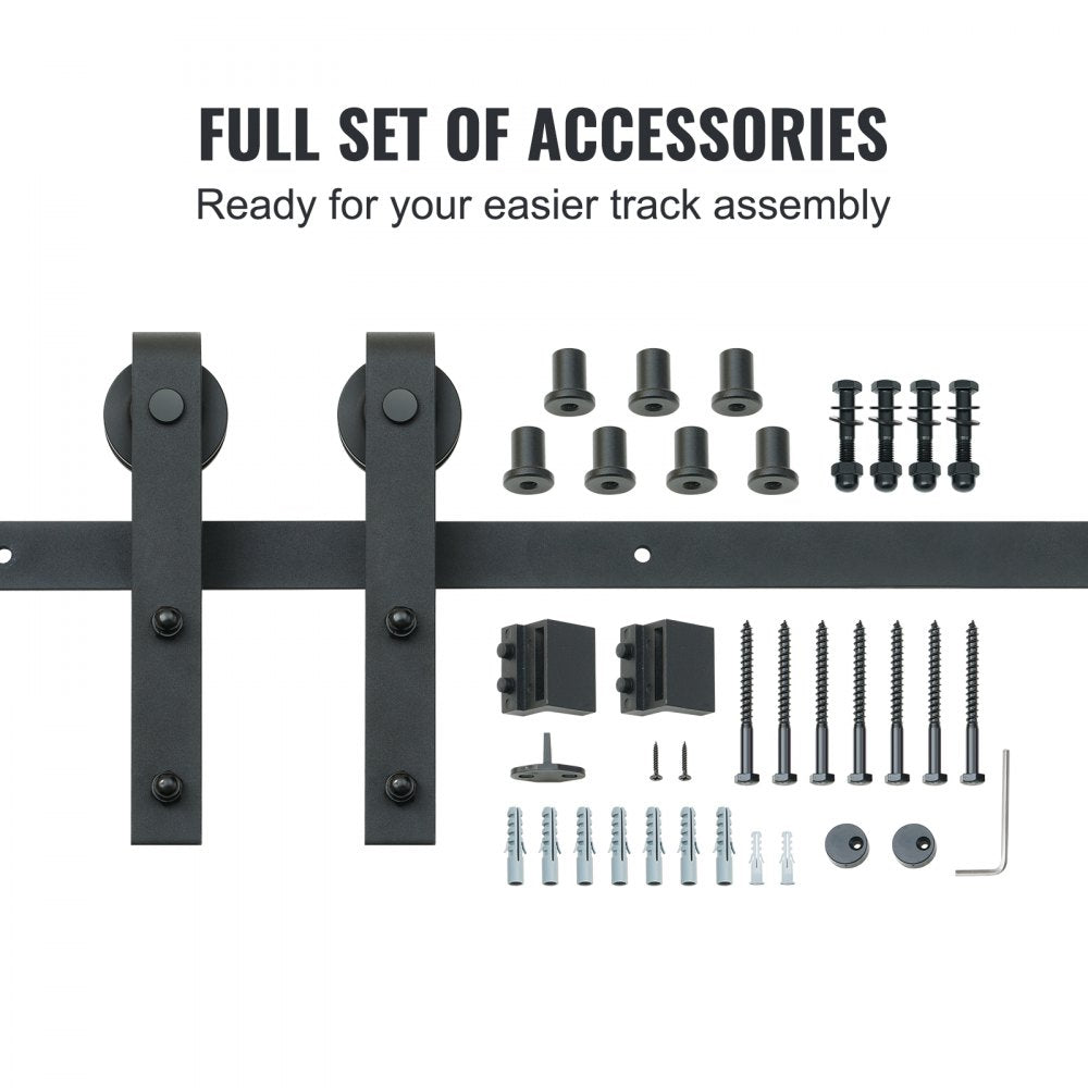 VEVOR 10FT Sliding Barn Door Hardware Kit, 330LBS Loading Heavy Duty Barn Door Track Kit for Single Door, Fit 4.6-5.2FT Wide and 1.3
