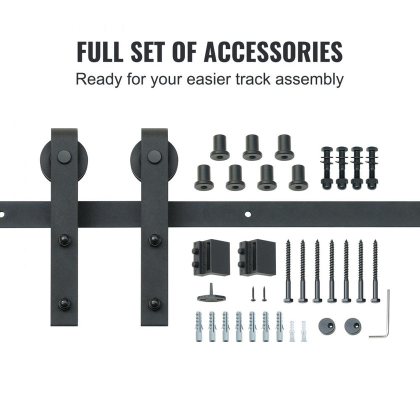 VEVOR 10FT Sliding Barn Door Hardware Kit, 330LBS Loading Heavy Duty Barn Door Track Kit for Single Door, Fit 4.6-5.2FT Wide and 1.3