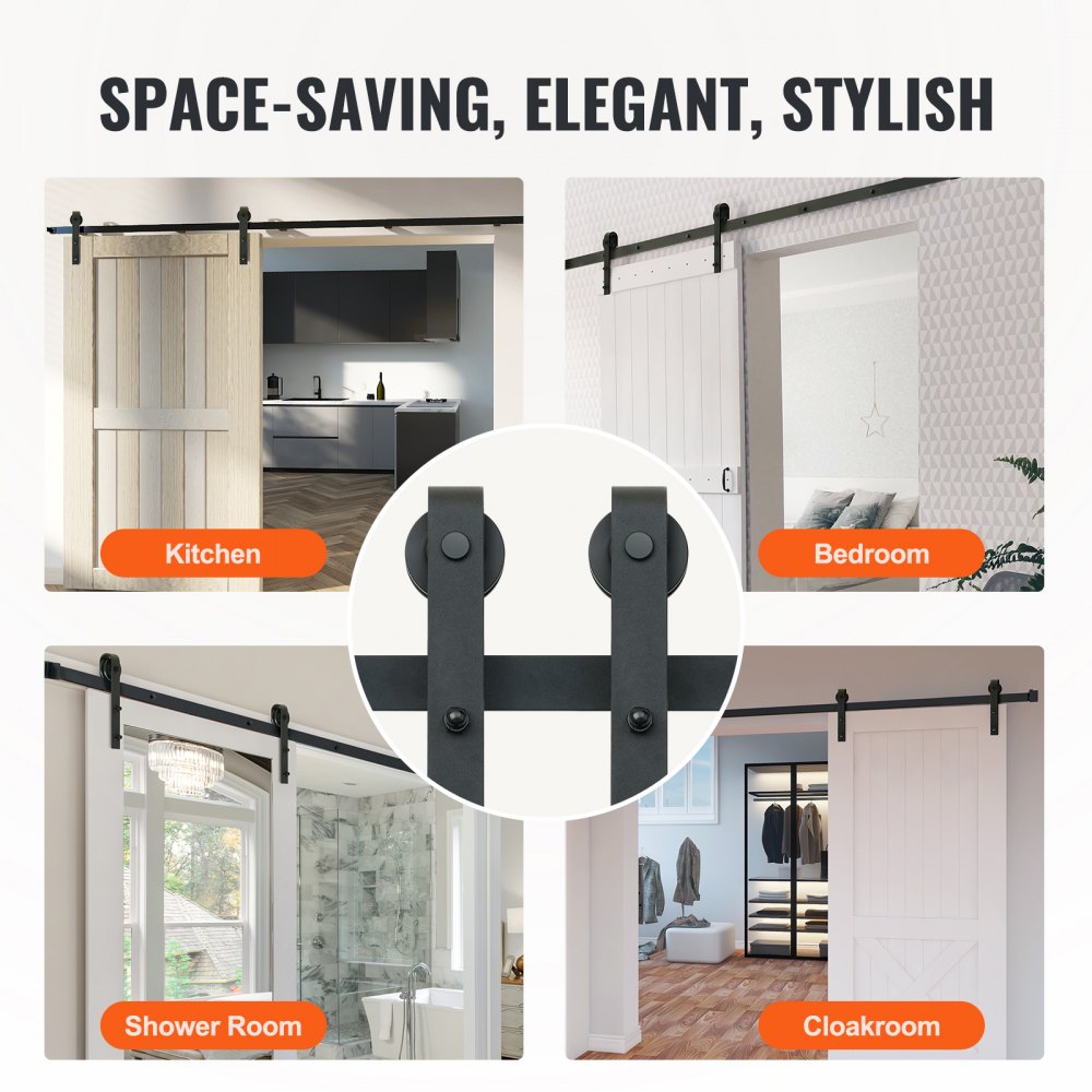 VEVOR 10FT Sliding Barn Door Hardware Kit, 330LBS Loading Heavy Duty Barn Door Track Kit for Single Door, Fit 4.6-5.2FT Wide and 1.3
