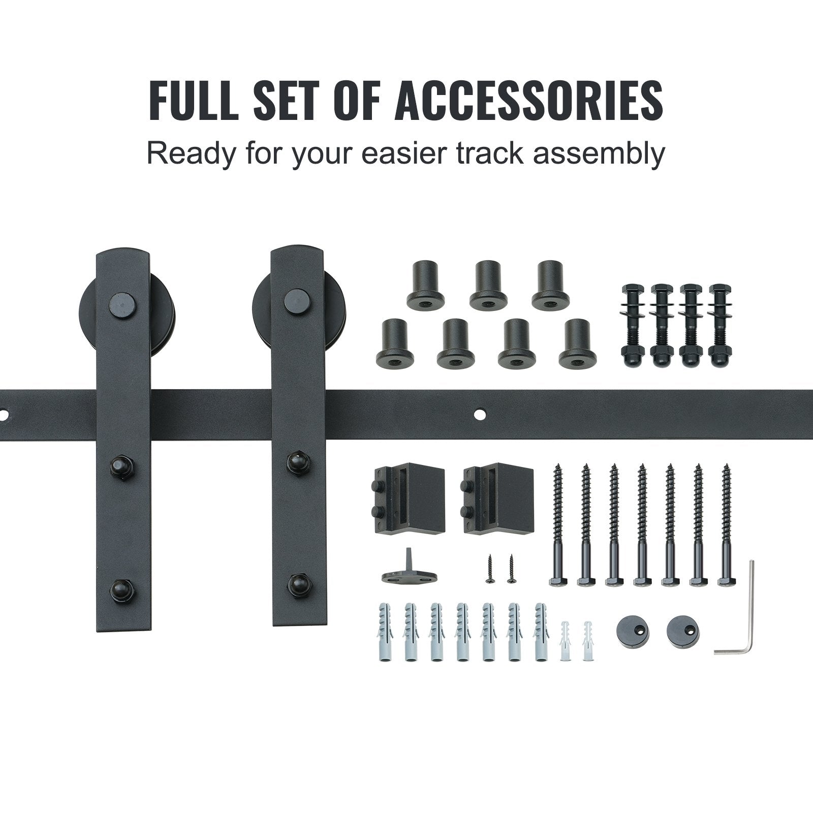 VEVOR 10FT Sliding Barn Door Hardware Kit, 330LBS Loading Heavy Duty Barn Door Track Kit for Single Door, Fit 4.6-5.2FT Wide and 1.3
