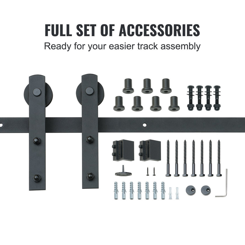 VEVOR 10FT Sliding Barn Door Hardware Kit, 330LBS Loading Heavy Duty Barn Door Track Kit for Single Door, Fit 4.6-5.2FT Wide and 1.3