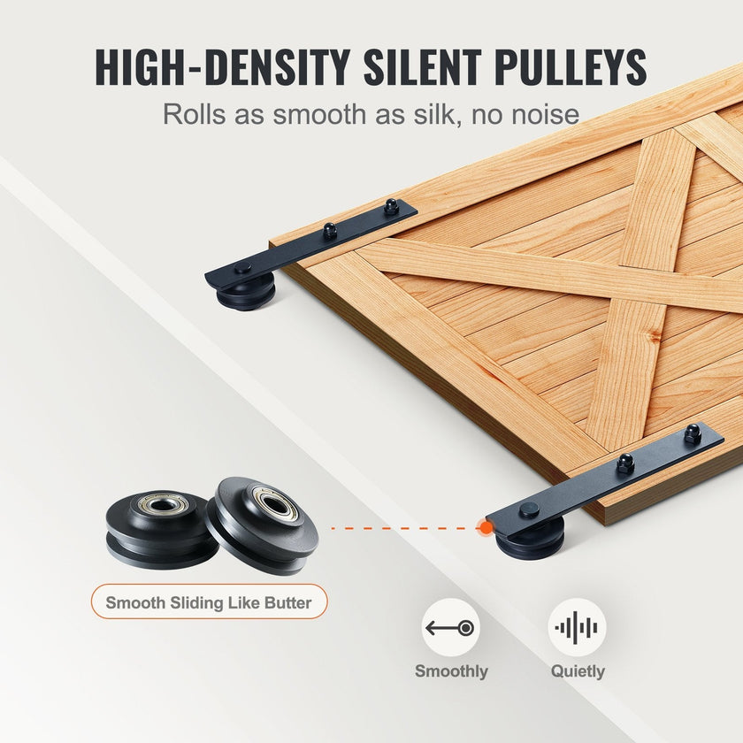 VEVOR 10FT Sliding Barn Door Hardware Kit, 330LBS Loading Heavy Duty Barn Door Track Kit for Single Door, Fit 4.6-5.2FT Wide and 1.3