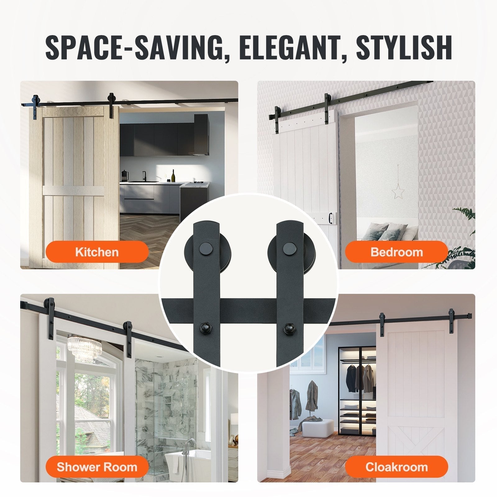 VEVOR 10FT Sliding Barn Door Hardware Kit, 330LBS Loading Heavy Duty Barn Door Track Kit for Single Door, Fit 4.6-5.2FT Wide and 1.3