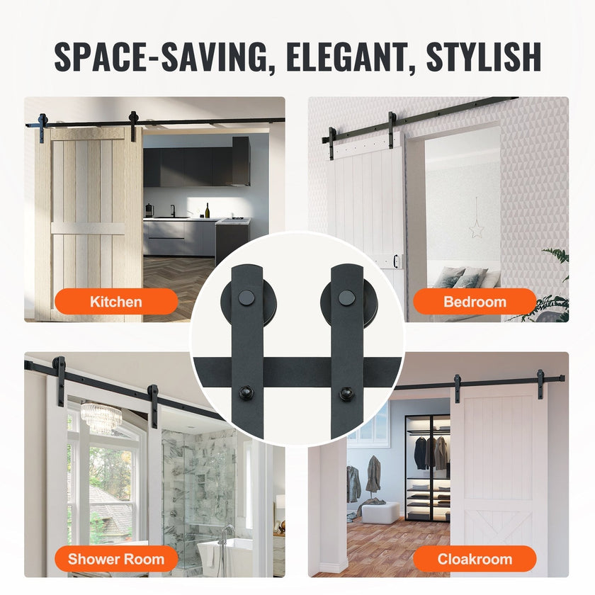 VEVOR 10FT Sliding Barn Door Hardware Kit, 330LBS Loading Heavy Duty Barn Door Track Kit for Single Door, Fit 4.6-5.2FT Wide and 1.3