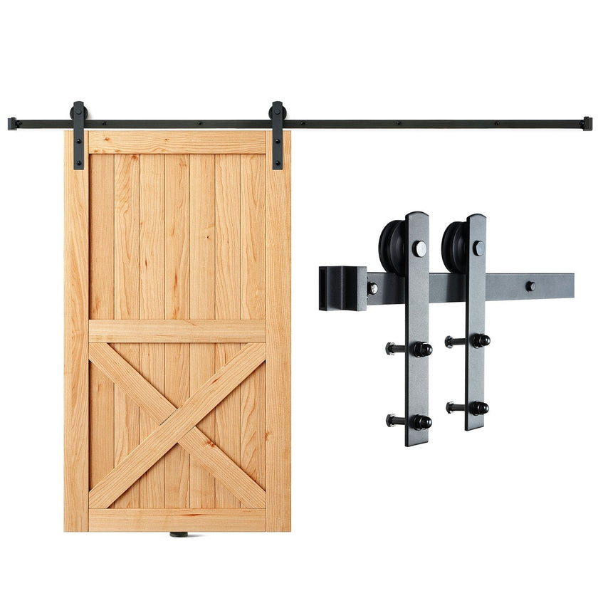VEVOR 10FT Sliding Barn Door Hardware Kit, 330LBS Loading Heavy Duty Barn Door Track Kit for Single Door, Fit 4.6-5.2FT Wide and 1.3