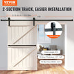 VEVOR 8FT Sliding Barn Door Hardware Kit, 330LBS Loading Heavy Duty Barn Door Track Kit for Single Door, Fit 3.7-4.3FT Wide and 1.3