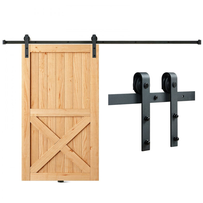 VEVOR 8FT Sliding Barn Door Hardware Kit, 330LBS Loading Heavy Duty Barn Door Track Kit for Single Door, Fit 3.7-4.3FT Wide and 1.3