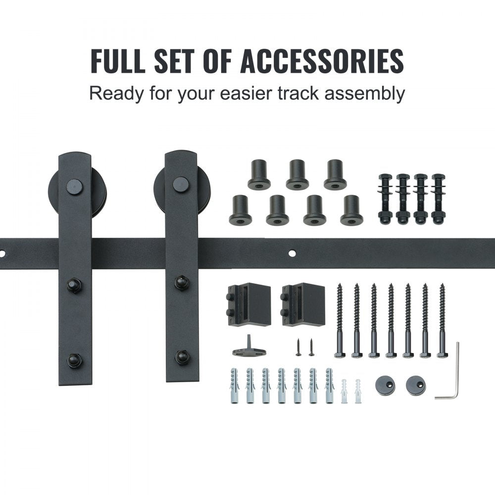 VEVOR 8FT Sliding Barn Door Hardware Kit, 330LBS Loading Heavy Duty Barn Door Track Kit for Single Door, Fit 3.7-4.3FT Wide and 1.3