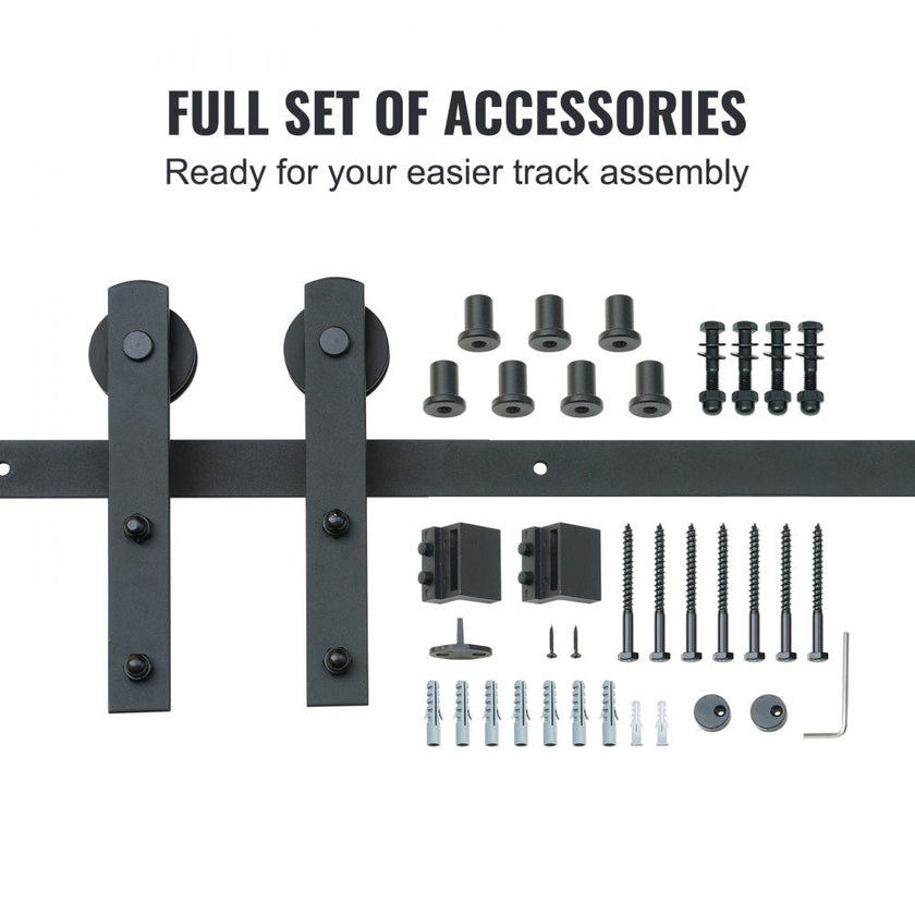 VEVOR 8FT Sliding Barn Door Hardware Kit, 330LBS Loading Heavy Duty Barn Door Track Kit for Single Door, Fit 3.7-4.3FT Wide and 1.3