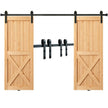 VEVOR 8FT Sliding Barn Door Hardware Kit, 330LBS Heavy Duty Barn Door Track Kit for Double Doors, Fit 3.7-4.3FT Total Wide and 1.3