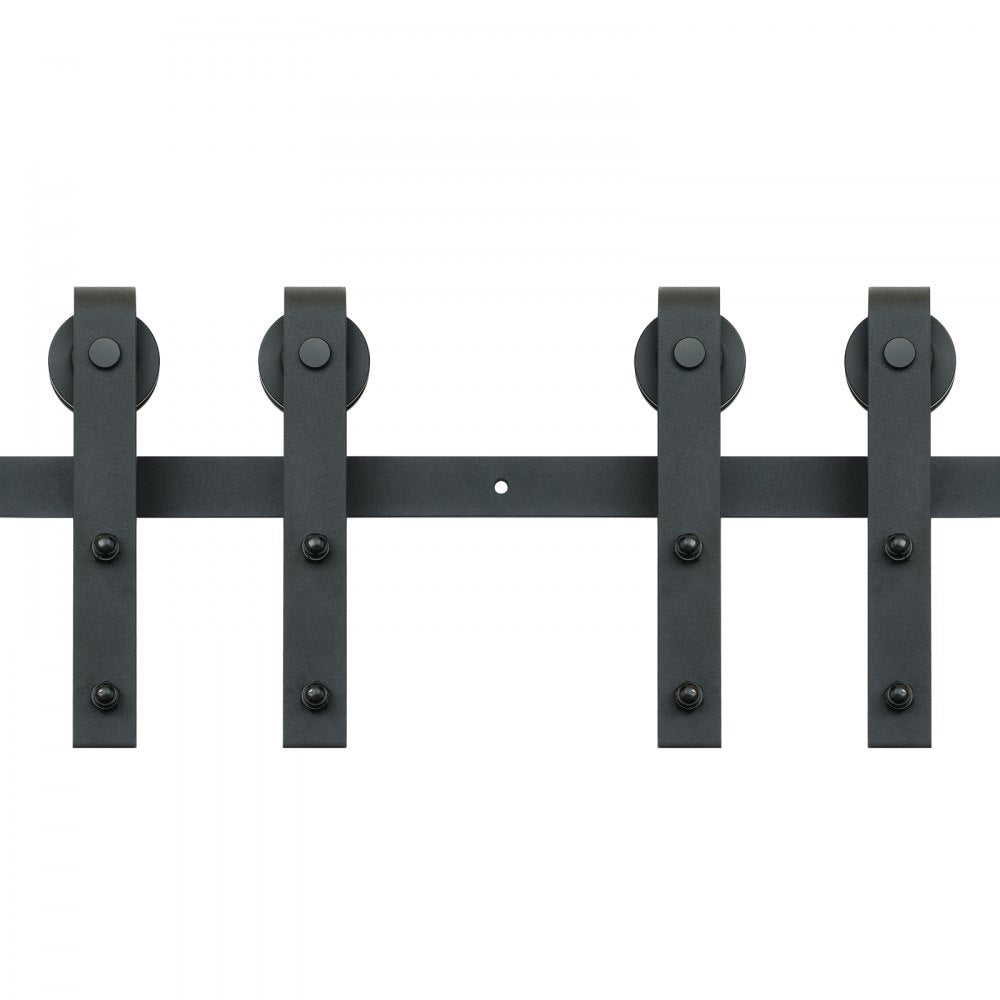 VEVOR 8FT Sliding Barn Door Hardware Kit, 330LBS Heavy Duty Barn Door Track Kit for Double Doors, Fit 3.7-4.3FT Total Wide and 1.3