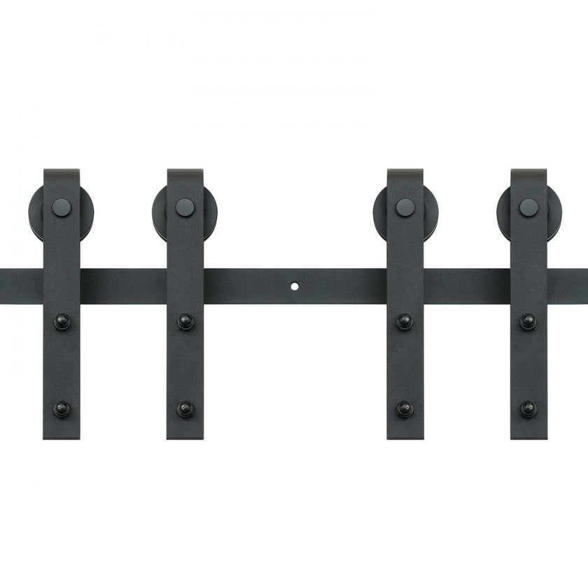 VEVOR 8FT Sliding Barn Door Hardware Kit, 330LBS Heavy Duty Barn Door Track Kit for Double Doors, Fit 3.7-4.3FT Total Wide and 1.3