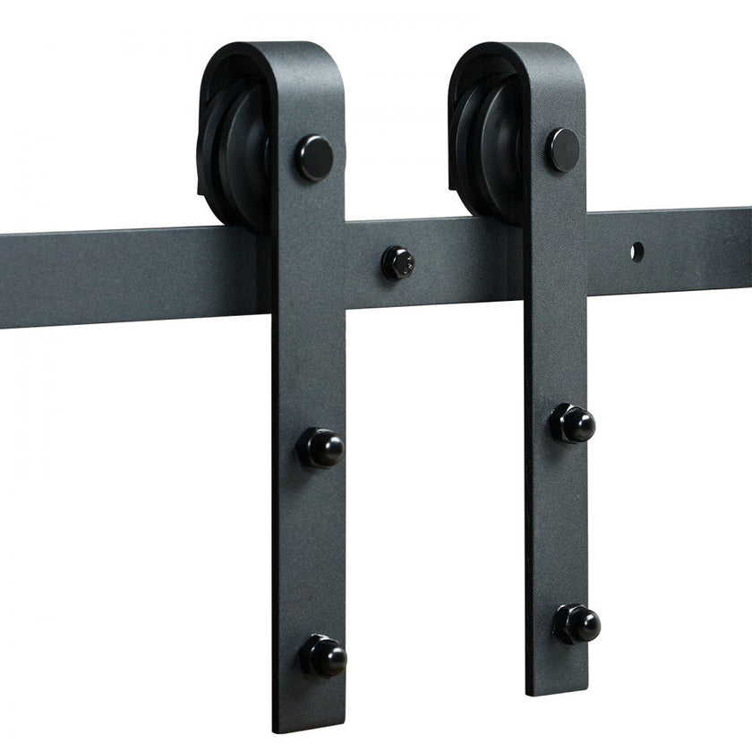VEVOR 8FT Sliding Barn Door Hardware Kit, 330LBS Heavy Duty Barn Door Track Kit for Double Doors, Fit 3.7-4.3FT Total Wide and 1.3