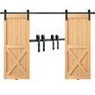 VEVOR 8FT Sliding Barn Door Hardware Kit, 330LBS Heavy Duty Barn Door Track Kit for Double Doors, Fit 3.7-4.3FT Total Wide and 1.3