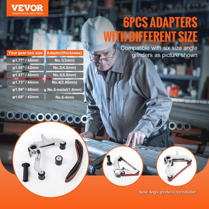 VEVOR Belt Sander Adapter for Angle Grinder, Pipe or Tube Sanding Attachment with 5/8-11