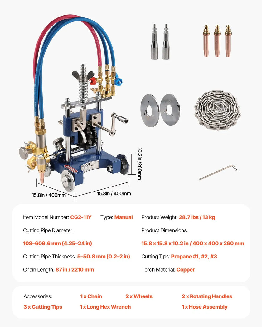VEVOR CG2-11Y Manual Gas Pipe Cutting Machine 0.2