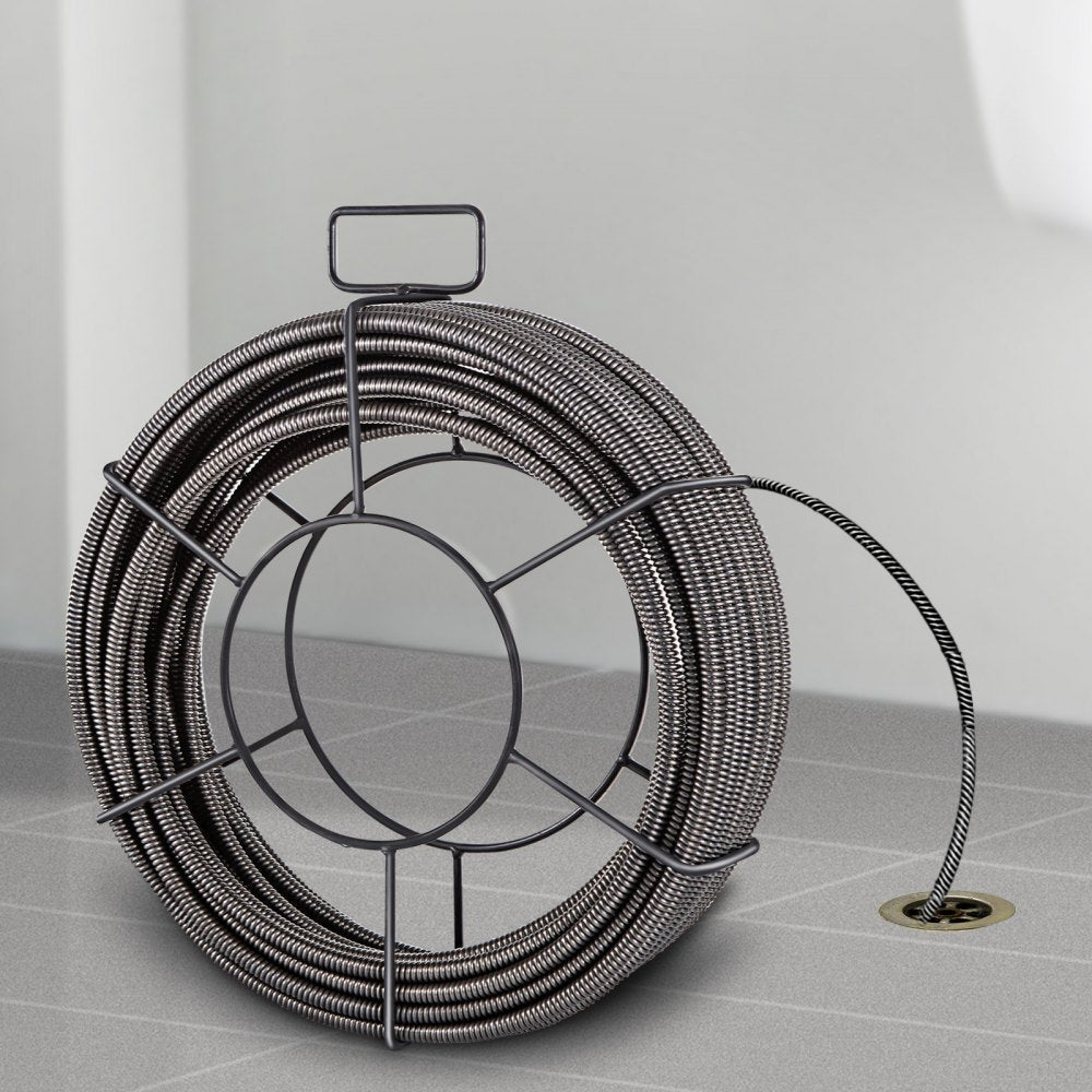 VEVOR Drain Cleaning Cable 100 Feet x 1/2 Inch Solid Core Cable Sewer Cable Drain Auger Cable Cleaner Snake Clog Pipe Drain Cleaning Cable Sewer Drain Auger Snake Pipe