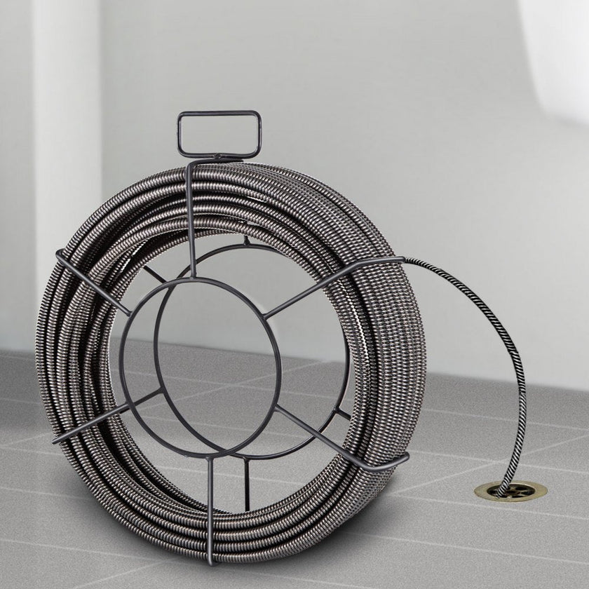 VEVOR Drain Cleaning Cable 100 Feet x 3/8 Inch Solid Core Cable Sewer Cable Drain Auger Cable Cleaner Snake Clog Pipe Drain Cleaning Cable Sewer Drain Auger Snake Pipe