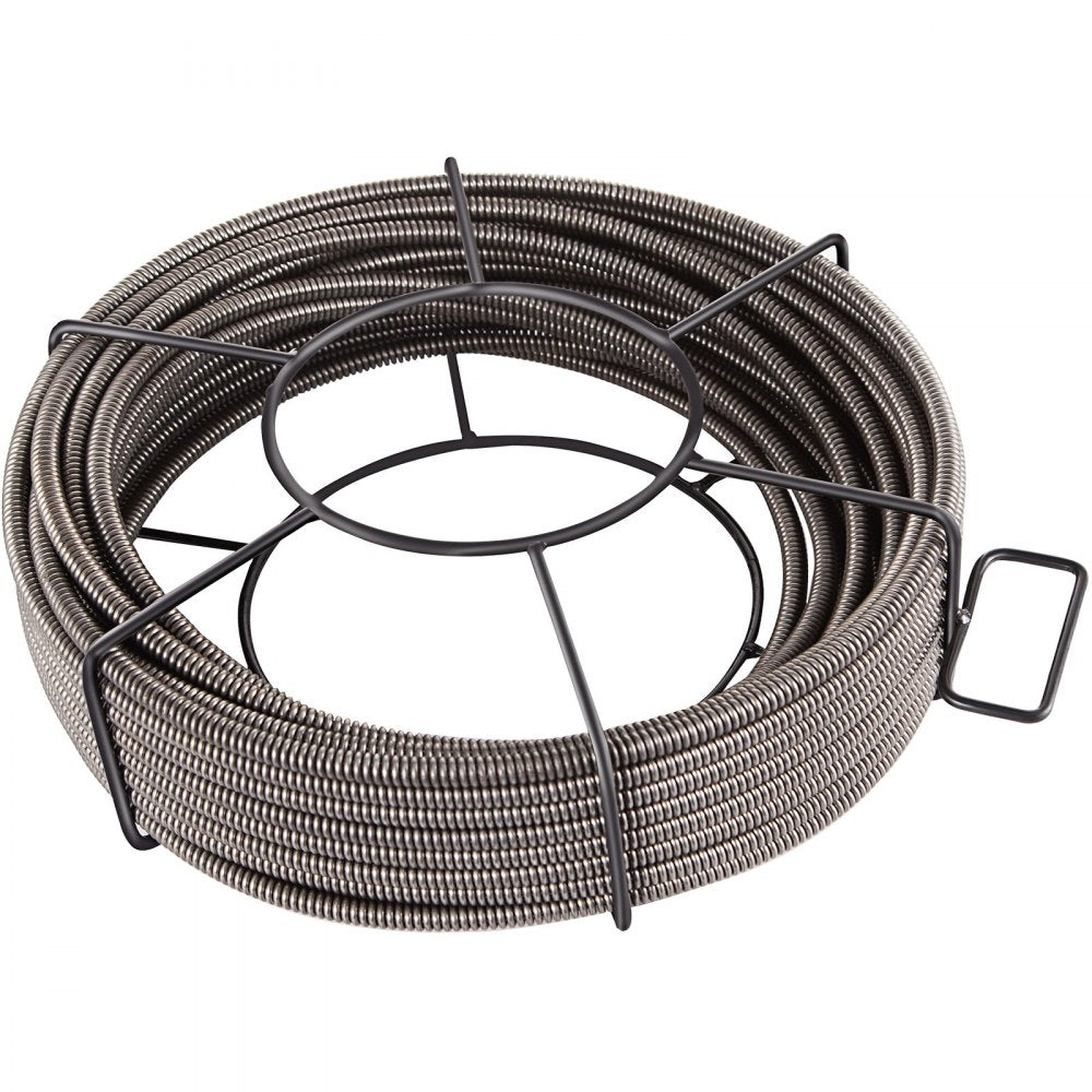 VEVOR Drain Cleaning Cable 100 Feet x 3/8 Inch Solid Core Cable Sewer Cable Drain Auger Cable Cleaner Snake Clog Pipe Drain Cleaning Cable Sewer Drain Auger Snake Pipe