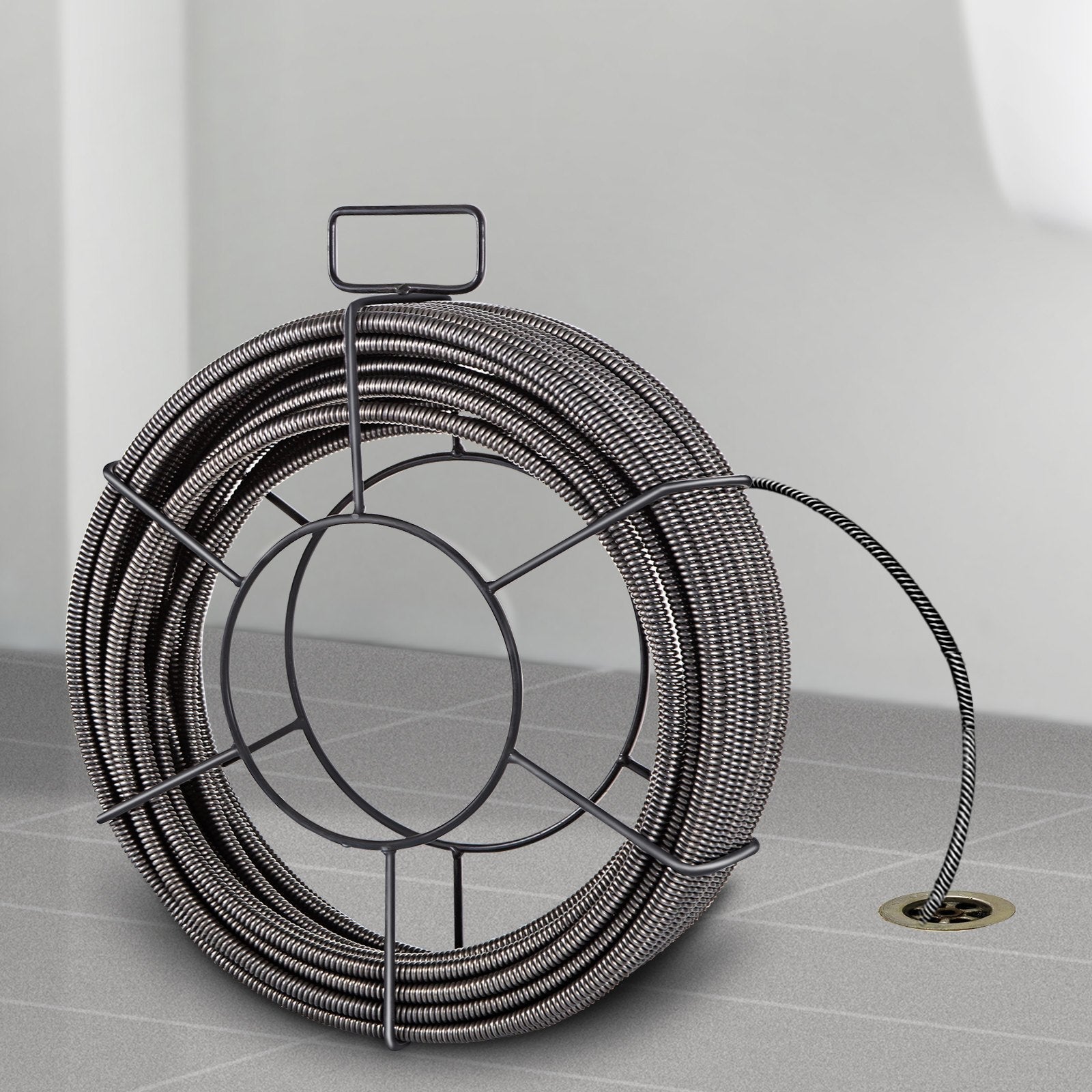 VEVOR Drain Cleaning Cable 50 Feet x 1/2 Inch Solid Core Cable Sewer Cable Drain Auger Cable Cleaner Snake Clog Pipe Drain Cleaning Cable Sewer Drain Auger Snake Pipe