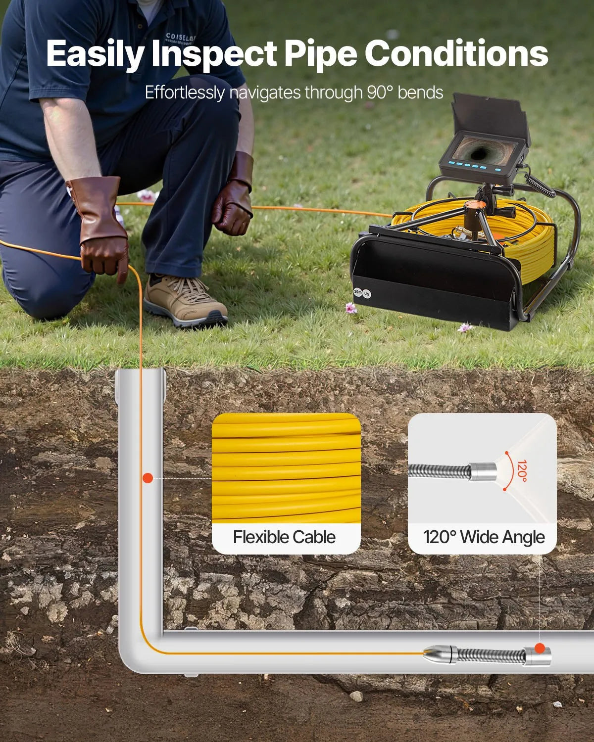 VEVOR Sewer Camera, 65.6FT 4.3\