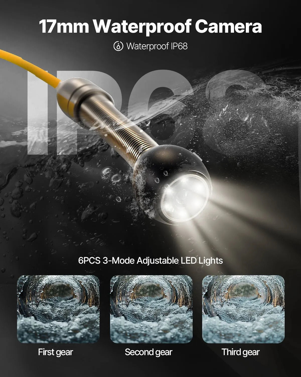 VEVOR Sewer Camera 98.4 FT Cable Pipeline Inspection Camera 4.3 Inch TFT LCD Monitor Pipe Camera Screen Waterproof IP68 Duct Inspection Camera with 6PCS LEDs 8500MAH Lithium Battery, DVR Function, 30M
