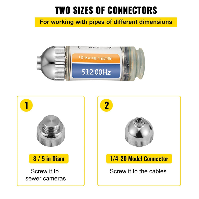 VEVOR Sonde Locator, 512 Hertz Frequency, Rigid Drain Locator with 8/5