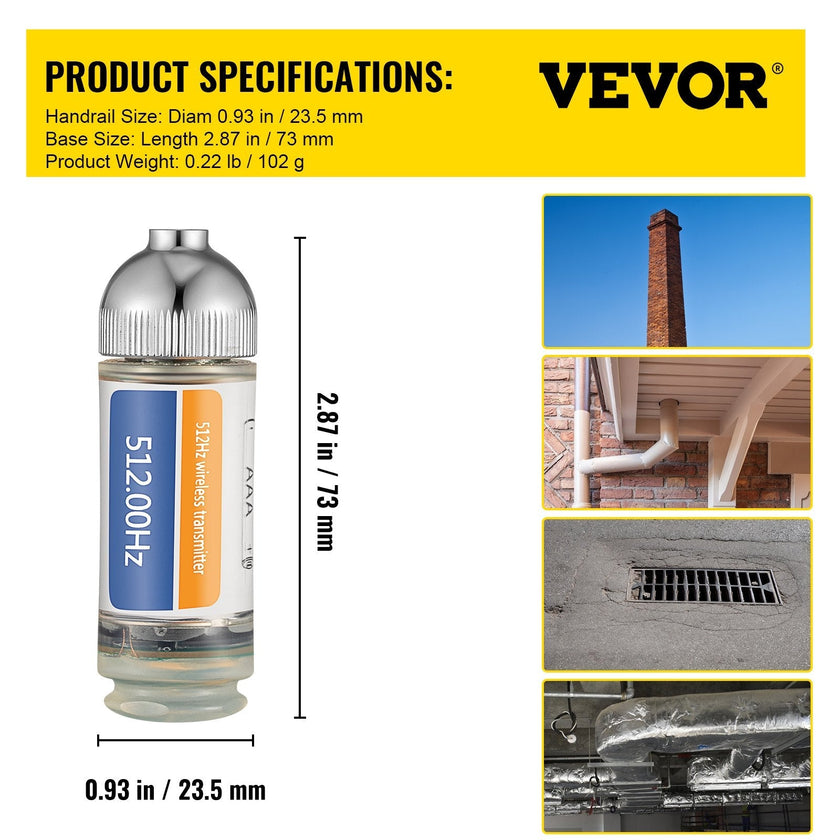 VEVOR Sonde Locator, 512 Hertz Frequency, Rigid Drain Locator with 8/5