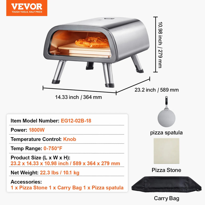 VEVOR Electric Pizza Oven Countertop Pizza Maker for 12