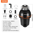 VEVOR Garbage Disposal 1.25 HP Continuous Food Waste Disposer 3360RPM EZ Connect