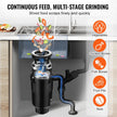 VEVOR Garbage Disposal 1/2 HP Continuous Food Waste Disposer 3450 RPM EZ Connect