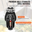 VEVOR Garbage Disposal 1/2 HP Continuous Food Waste Disposer 3450 RPM 3-Bolt