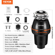 VEVOR Garbage Disposal 1/2 HP Continuous Food Waste Disposer 3450 RPM 3-Bolt