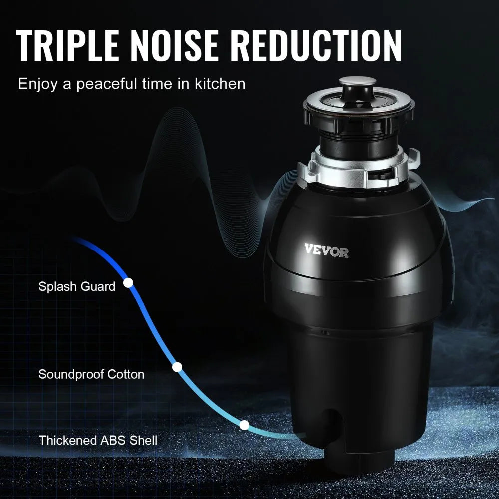 VEVOR Garbage Disposal 1 HP Continuous Food Waste Disposer 3270 RPM EZ Connect