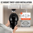 VEVOR Garbage Disposal 1 HP Continuous Food Waste Disposer 3270 RPM EZ Connect